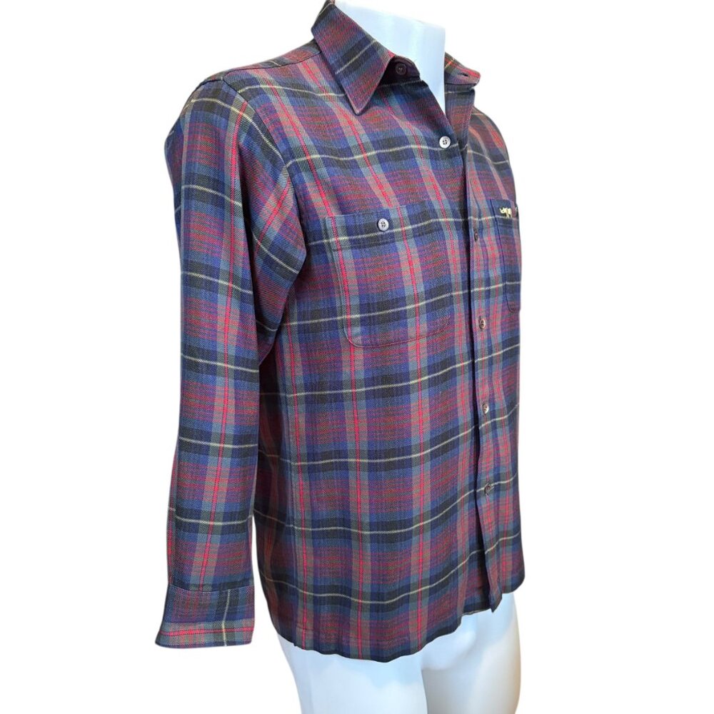P.A.T men's burgundy and blue plaid collared button down shirt - Picture 2 of 9